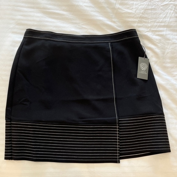 Vince Camuto Womens Black Faux Wrap Asymmetric Night Out Mini Skirt 14 NWT - Picture 7 of 15